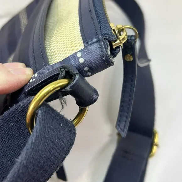 FOSSIL ELIZA Crossbody Blue Multi-Striped Coated Canvas Messenger Bag Purse - Picture 13 of 14